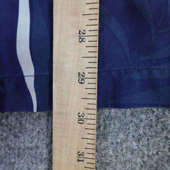 Hilo Hattie Shirt Large Blue Short Sleeve Silk Loop Collar Floral - Picture 6 of 7